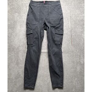 Spanx Gray Cargo Pants Women's Large Slim Fit Stretch Utility Pockets Athleisure